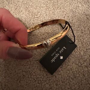 Kate Spade Gold Bangle with Silver Heart Charm